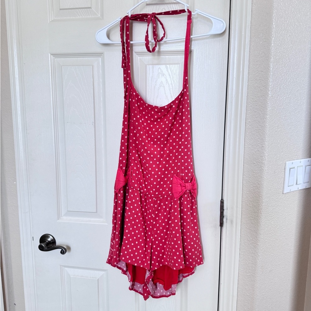 Free People Red Polka Dot Halter skort mini Dress